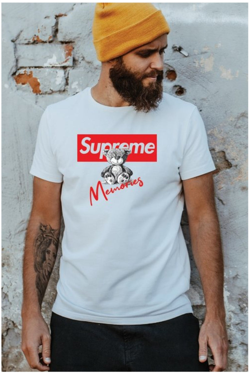 Men's Relaxed Fit Unisex Supreme Memories Tee Teddy Bear Casual T Shirt
