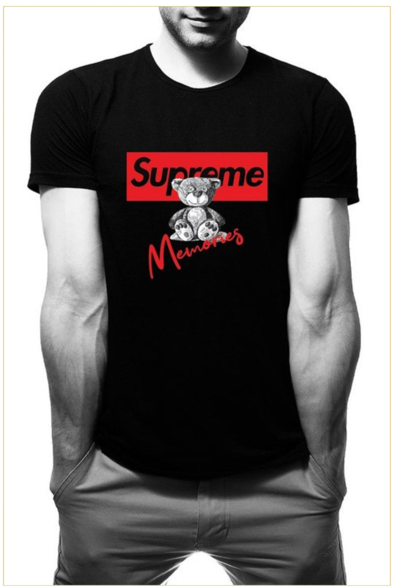 Men's Relaxed Fit Unisex Supreme Memories Tee Teddy Bear Casual T Shirt