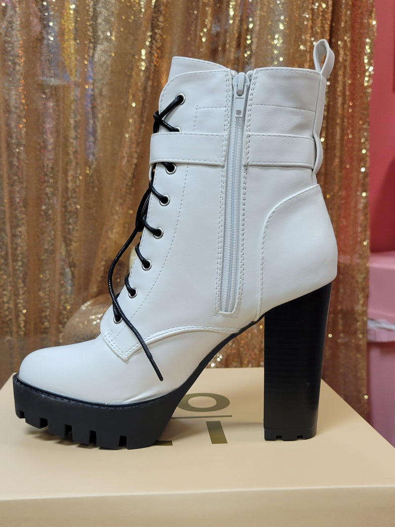 Womens Chunky High Heels Platform Ankle Boot Lace Up Round Toe Punk Combat  Shoes | eBay