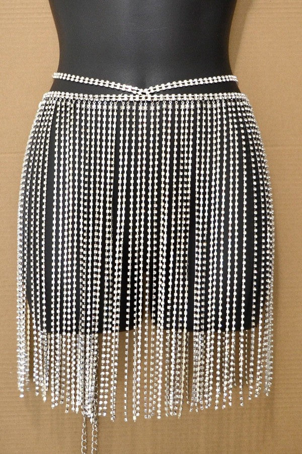 Rhinestone waist skirt belt