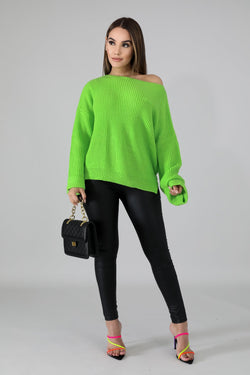 Green Knit Braid Sweater