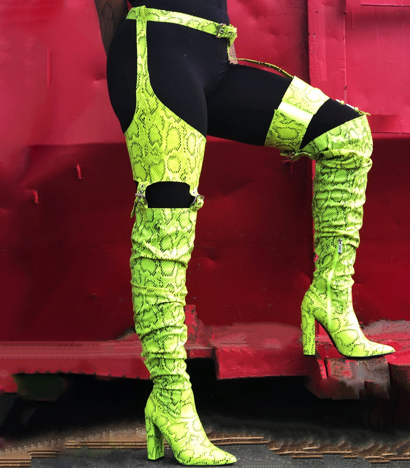 Cape Robin Belted Sexy Thing Neon Snake Boot